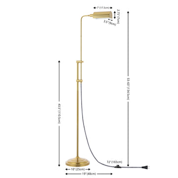 Zinnia 63" Industrial Minimalist Height-Adjustable Iron Pharmacy LED Floor Lamp - JONATHAN Y